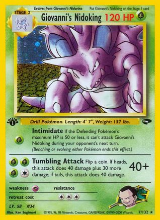Giovanni's Nidoking 7/132 - [Gym Challenge] 1st Edition Holofoil