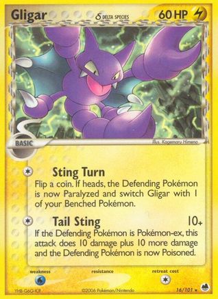 Gligar (16/101) (Espèce Delta) (Estampillé) [EX : Dragon Frontiers] 
