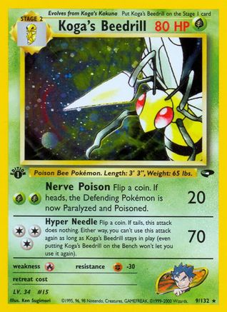 Koga's Beedrill 9/132 - [Gym Challenge] 1st Edition Holofoil