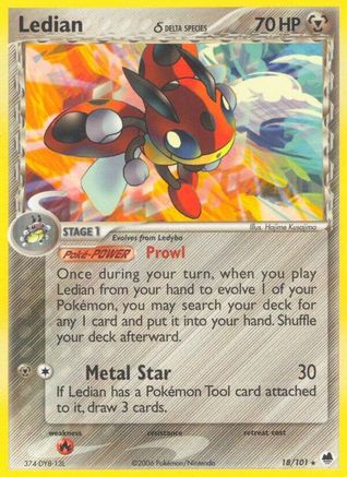Ledian (18/101) (Espèce Delta) (Estampillé) [EX : Dragon Frontiers] 