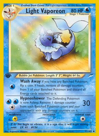 Light Vaporeon 52/105 - [Neo Destiny] 1st Edition