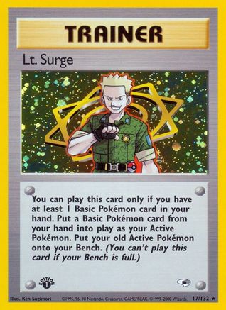 Lt. Surge (17) 17/132 - [Gym Heroes] 1st Edition Holofoil