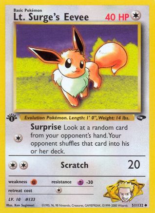 Lt. Surge's Eevee 51/132 - [Gym Challenge] 1st Edition