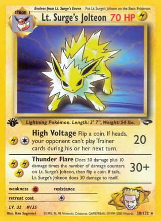 Lt. Surge's Jolteon 28/132 - [Gym Challenge] 1st Edition