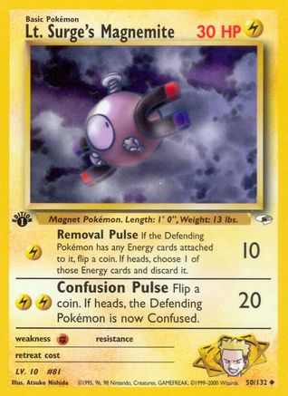 Lt. Surge's Magnemite (50) 50/132 - [Gym Heroes] 1st Edition