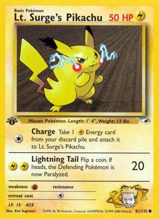 Lt. Surge's Pikachu 81/132 - [Gym Heroes] 1st Edition