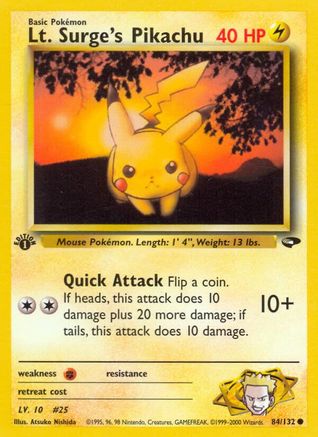 Lt. Surge's Pikachu 84/132 - [Gym Challenge] 1st Edition