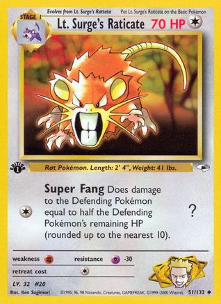 Lt. Surge's Raticate 51/132 - [Gym Heroes] 1st Edition