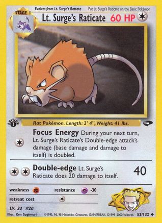 Lt. Surge's Raticate 53/132 - [Gym Challenge] 1st Edition
