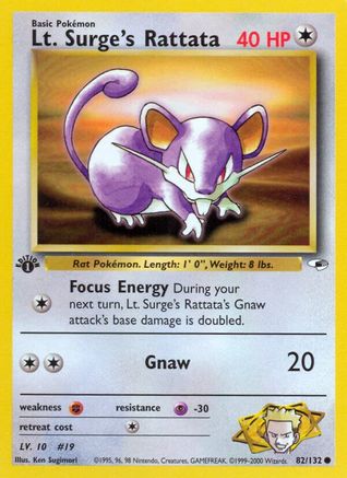 Lt. Surge's Rattata 82/132 - [Gym Heroes] 1st Edition