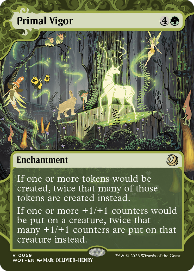 Primal Vigor (WOT-059) - [Wilds of Eldraine: Enchanting Tales]: (Showcase) (Borderless) Foil