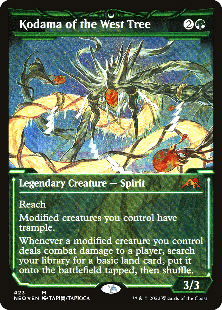 Kodama of the West Tree (NEO-423) - [Kamigawa: Neon Dynasty]: (Showcase) Etched Foil