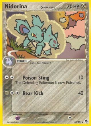 Nidorina (34/101) (Espèce Delta) (Estampillé) [EX : Dragon Frontiers] 