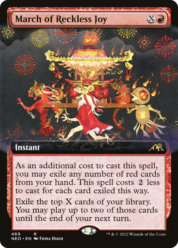 March of Reckless Joy (NEO-469) - [Kamigawa: Neon Dynasty]: (Extended Art)