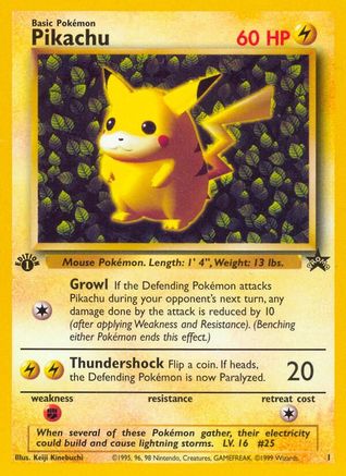 Pikachu (1) (promotion d'erreur d'impression 1ère édition) [Wizards of the Coast: Black Star Promos] 