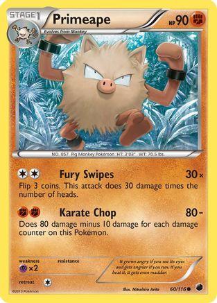 Primeape (60/116) [Noir et blanc : Gel du plasma] 