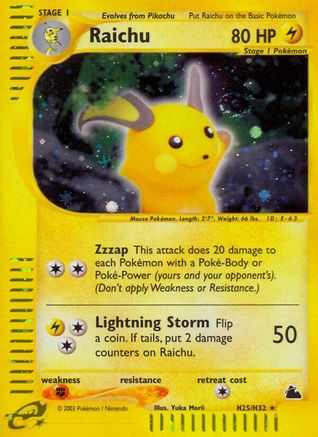 Raichu (H25)/144 - [Skyridge] Holofoil