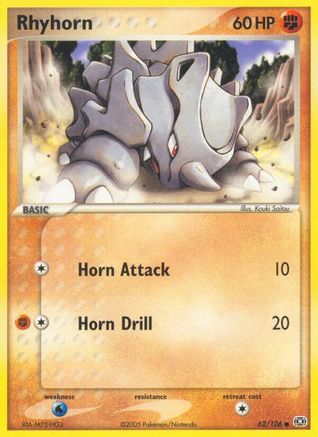 Rhyhorn (62/106) (Estampillé) [EX : Émeraude] 