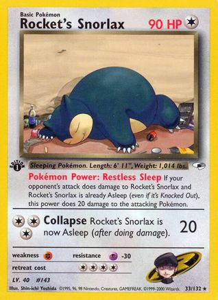 Rocket's Snorlax 33/132 - [Gym Heroes] 1st Edition