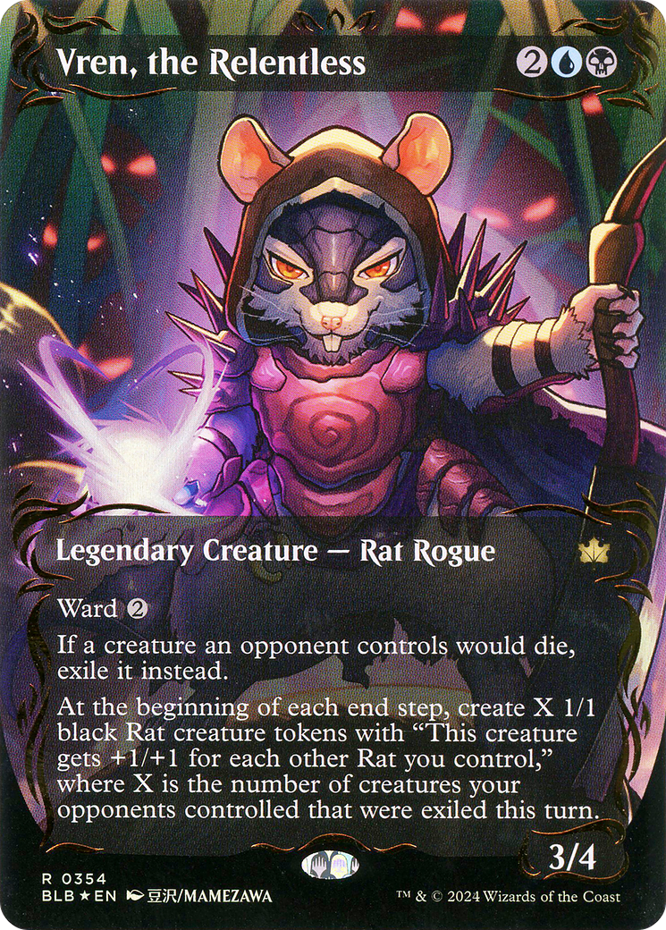 Vren, the Relentless (BLB-354) - [Bloomburrow]: (Showcase) (Borderless) Foil