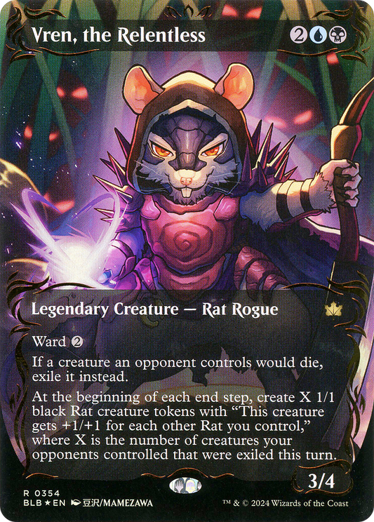 Vren, the Relentless (BLB-354) - [Bloomburrow]: (Showcase) (Borderless) Foil