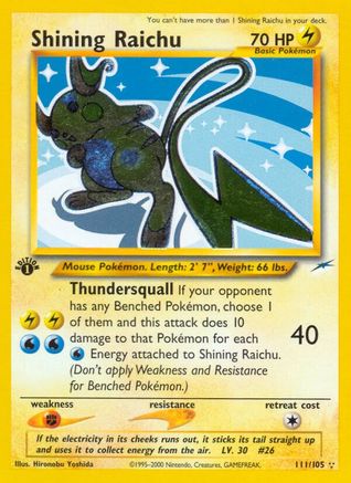 Shining Raichu 111/105 - [Neo Destiny] 1st Edition Holofoil