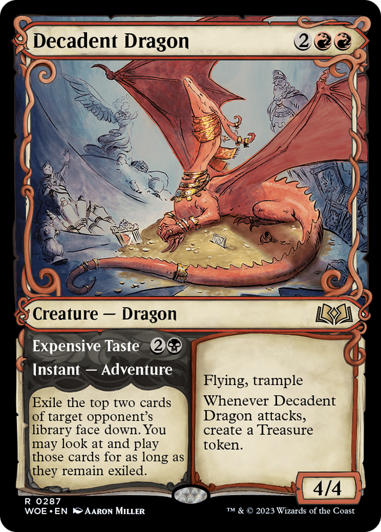 Decadent Dragon // Expensive Taste (WOE-287) - [Wilds of Eldraine]: (Showcase) Foil