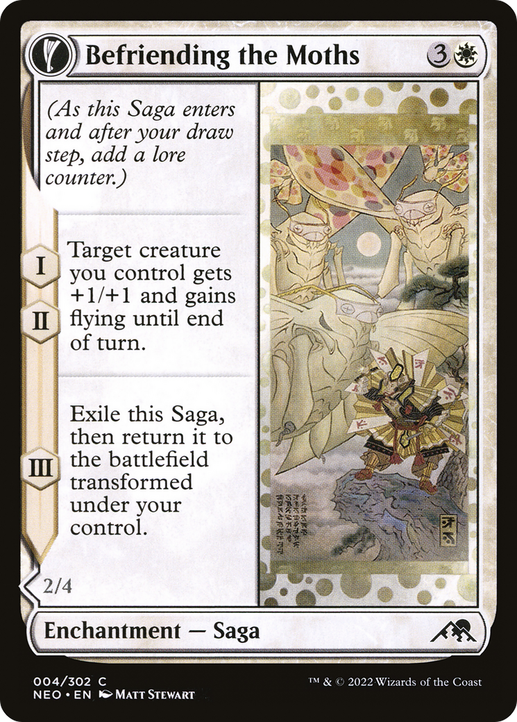 Befriending the Moths // Imperial Moth (NEO-004) - [Kamigawa: Neon Dynasty]: (fandfc, enchantment) Foil