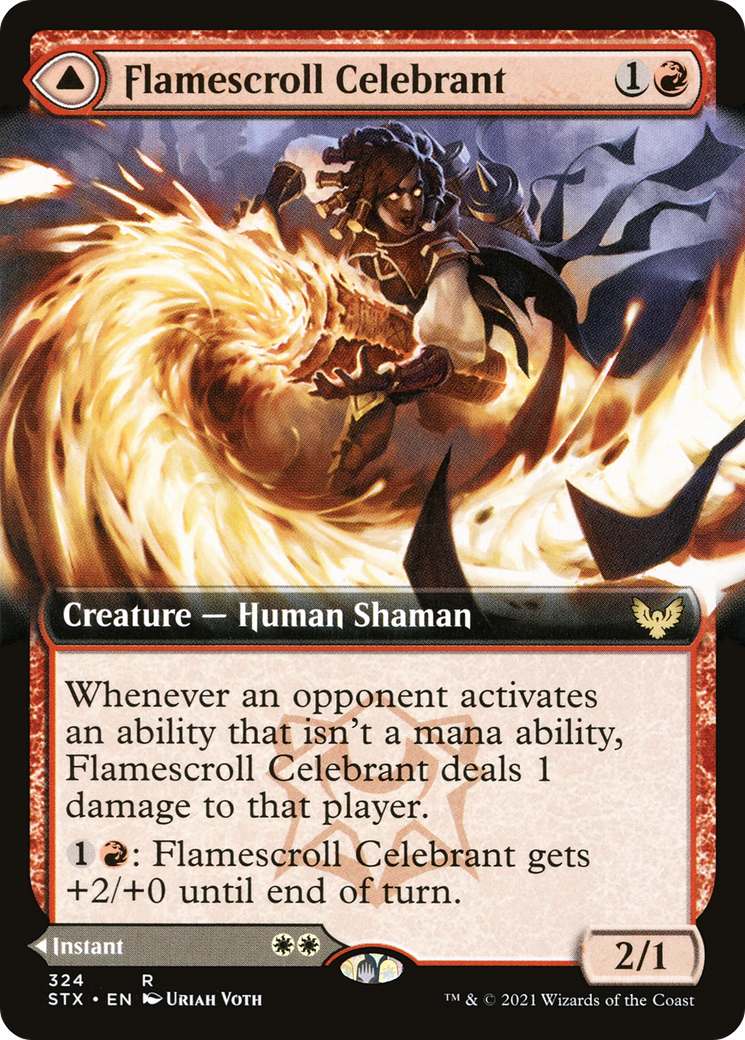 Flamescroll Celebrant // Revel in Silence (STX-324) - [Strixhaven: School of Mages]: (Extended Art)