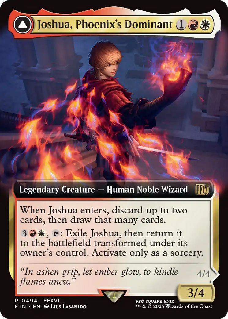 Joshua, Phoenix's Dominant // Phoenix, Warden of Fire (FIN-494) - [FINAL FANTASY]: (enchantment, Extended Art) Foil