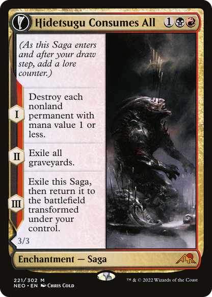Hidetsugu Consumes All // Vessel of the All-Consuming (NEO-221) - [Kamigawa: Neon Dynasty]: (fandfc, enchantment) Foil