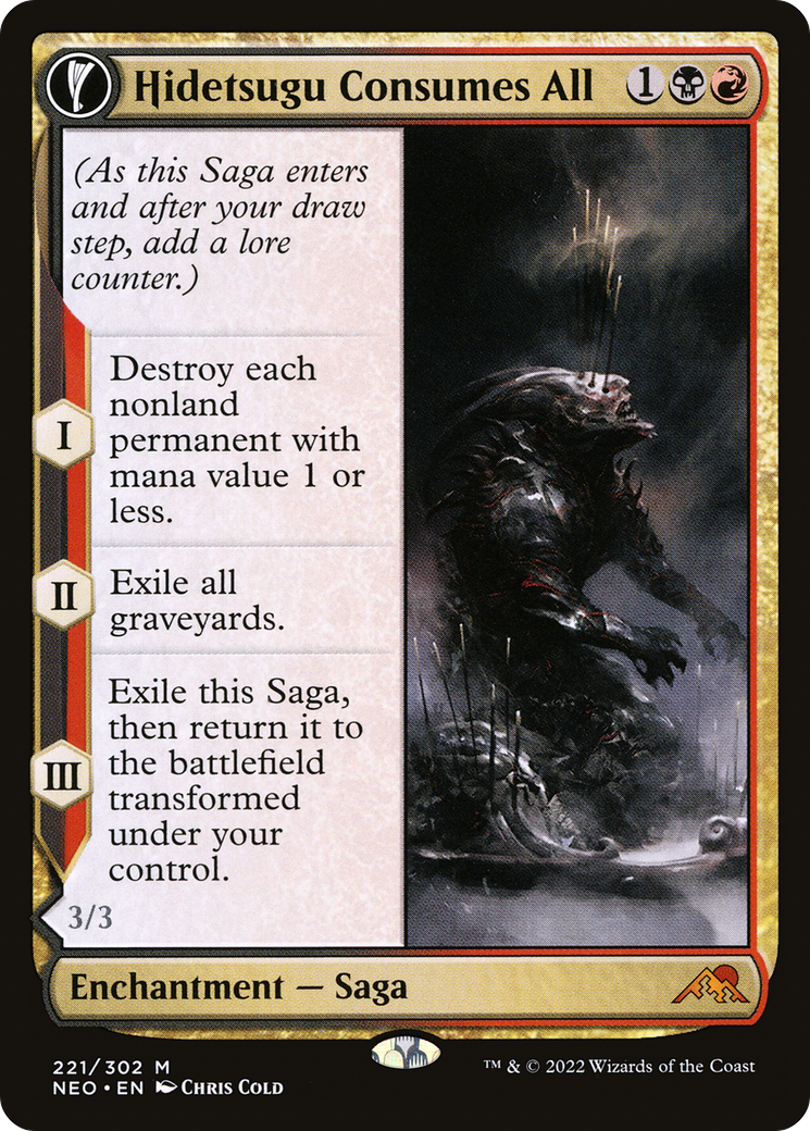 Hidetsugu Consumes All // Vessel of the All-Consuming (NEO-221) - [Kamigawa: Neon Dynasty]: (fandfc, enchantment)