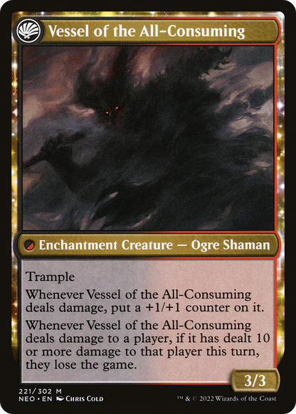 Hidetsugu Consumes All // Vessel of the All-Consuming (NEO-221) - [Kamigawa: Neon Dynasty]: (fandfc, enchantment) Foil