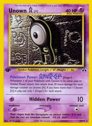 Unown [A] (33) 33/75 - [Neo Discovery] 1st Edition