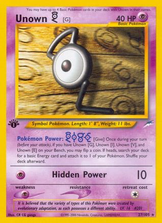 Unown [G] 27/105 - [Neo Destiny] 1st Edition