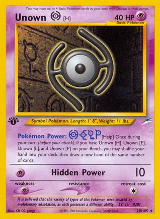 Unown [H] 28/105 - [Neo Destiny] 1st Edition