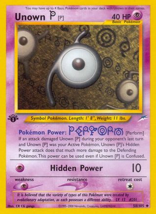 Unown [P] 58/105 - [Neo Destiny] 1st Edition