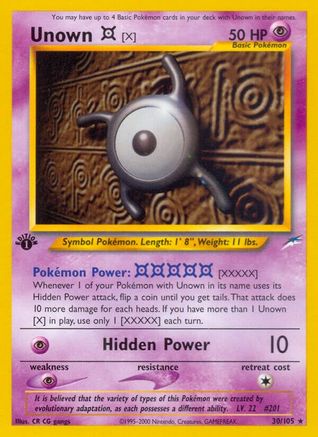 Unown [X] 30/105 - [Neo Destiny] 1st Edition