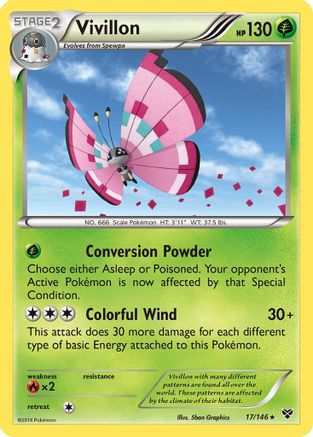 Vivillon (17/146) (Meadow Form/Pink Wings) [XY: Base Set]