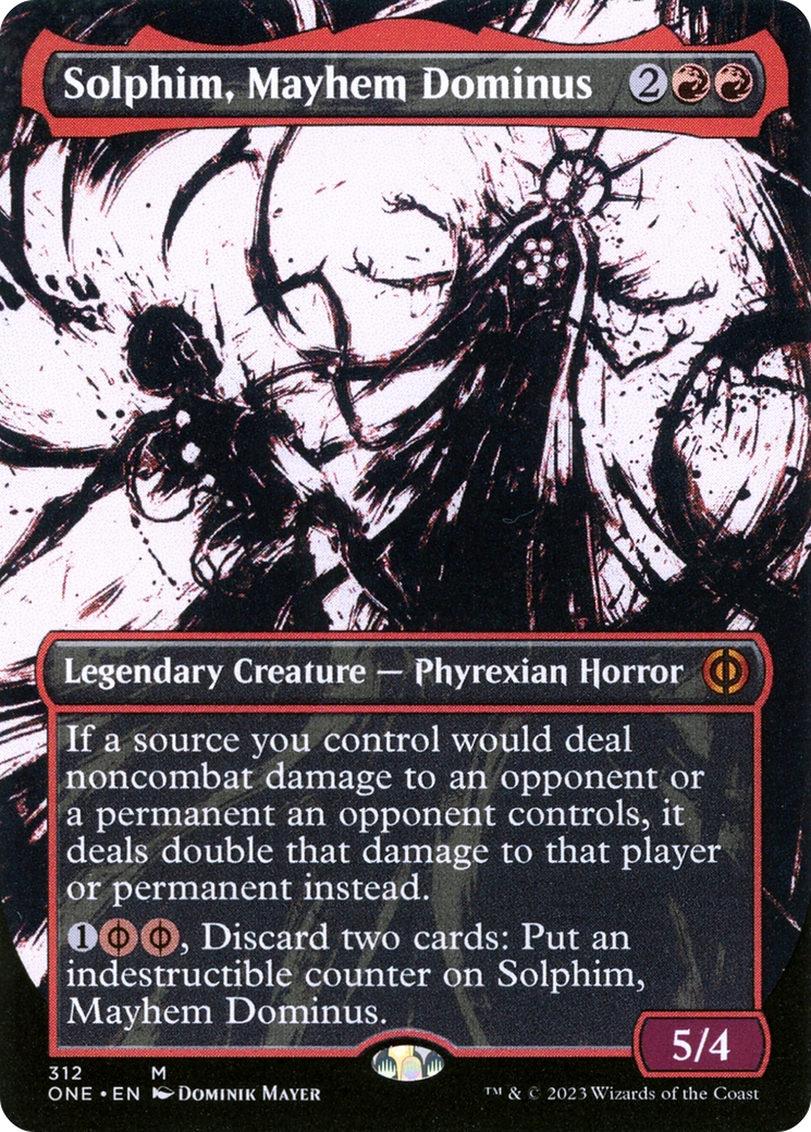 Solphim, Mayhem Dominus (ONE-312) - [Phyrexia: All Will Be One]: (Showcase) (Borderless) Foil