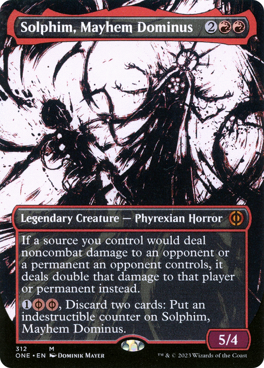 Solphim, Mayhem Dominus (ONE-312) - [Phyrexia: All Will Be One]: (Showcase) (Borderless) Foil