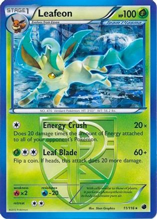 Leafeon (11/116) (Thème Deck exclusif) [Noir et blanc : Plasma Freeze] 