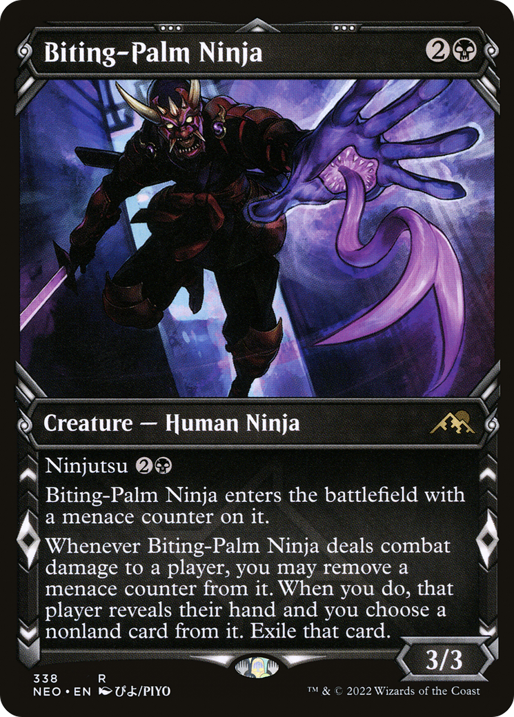 Biting-Palm Ninja (NEO-338) - [Kamigawa: Neon Dynasty]: (Showcase) Foil