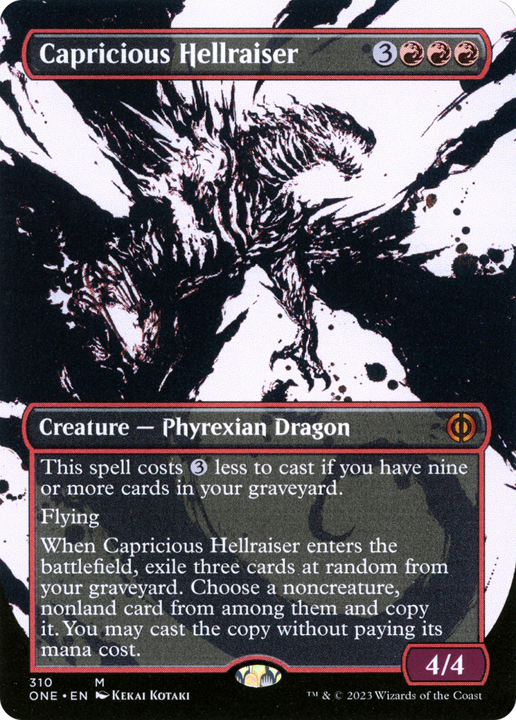Capricious Hellraiser (ONE-310) - [Phyrexia: All Will Be One]: (Showcase) (Borderless) Foil