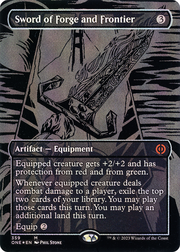 Sword of Forge and Frontier (ONE-359) - [Phyrexia: All Will Be One] (Borderless) Foil
