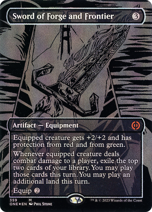 Sword of Forge and Frontier (ONE-359) - [Phyrexia: All Will Be One] (Borderless) Foil