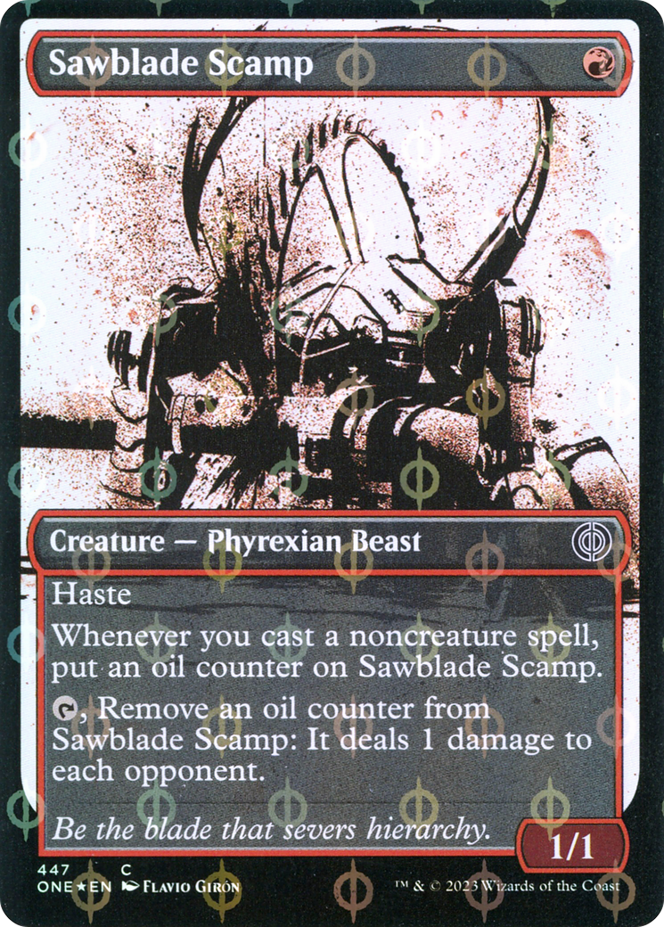 Sawblade Scamp (ONE-447) - [Phyrexia: All Will Be One]: (Showcase) Foil