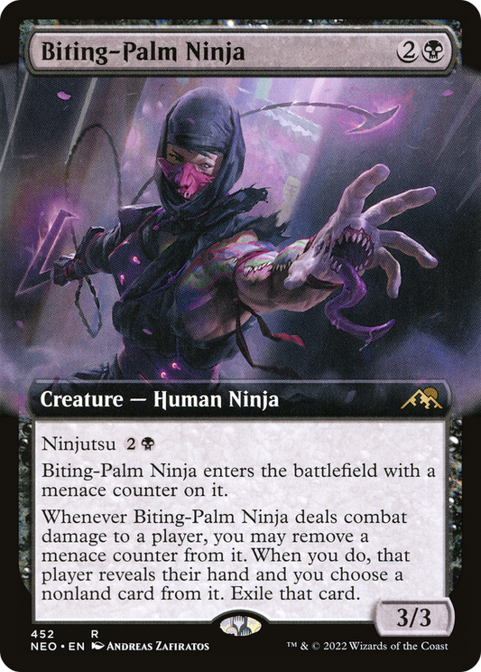 Biting-Palm Ninja (NEO-452) - [Kamigawa: Neon Dynasty]: (Extended Art) Foil