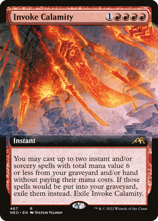 Invoke Calamity (NEO-467) - [Kamigawa: Neon Dynasty]: (Extended Art) Foil