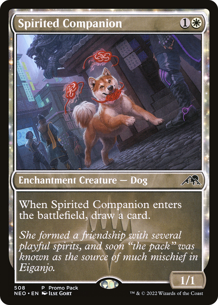 Spirited Companion (PPNEO-508) - [Kamigawa: Neon Dynasty]: (enchantment) Foil